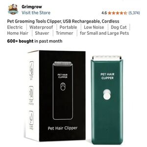 Grimgrow Pet Hair USB/Rechargeable Waterproof Low Noise Home Hair Trimmer Green
